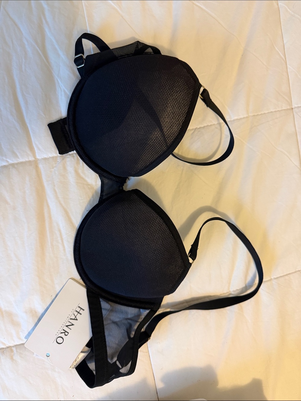 Hanro Temptation Black Mesh Underwire Bra - Supportive Lightweight Design